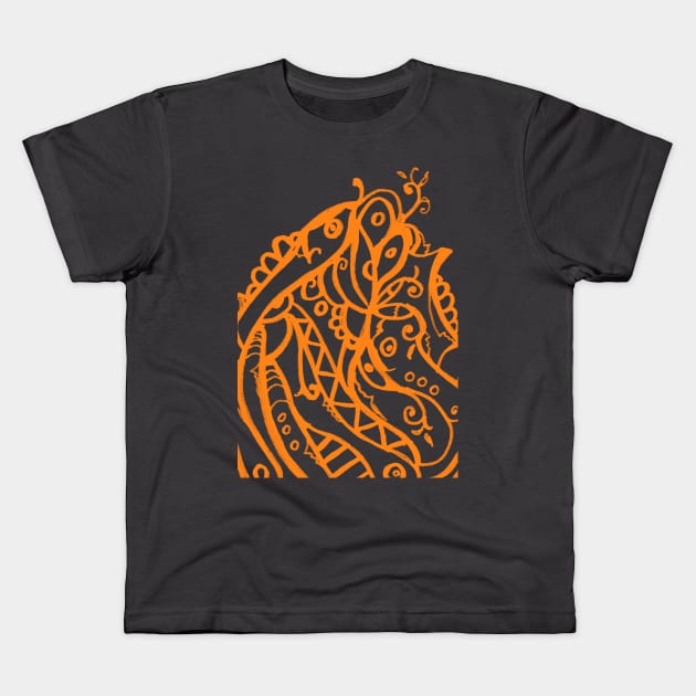 Very beautiful decorative orange abstract lines Kids T-Shirt by JNAA